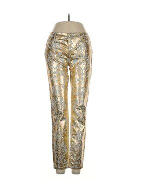 Boston Proper Gold Metallic Baroque Jeans Crystals Rhinestones Size 28 Pants